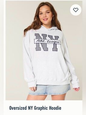 Hollister- NYC Athletic League white oversized hoodie